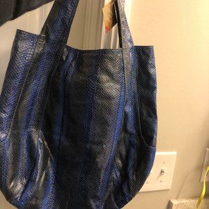 cobalt blue soft leather Beirn North/South tote